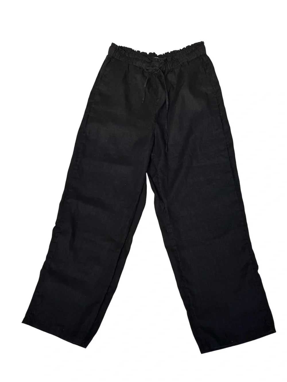 J. Crew Black 💯 Linen Wide-Leg Drawstring Pants Size Small - Picture 4 of 14